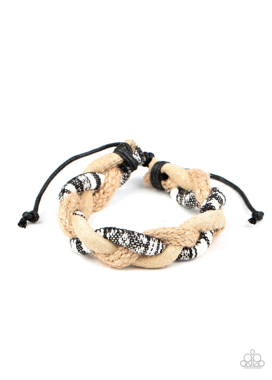 Free RENEGADE - Multi Suede, Twine, Black &  White Threaded Woven Urban Bracelet