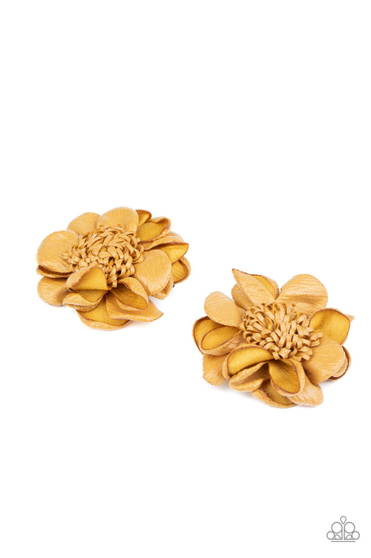 Full On Floral - Yellow Flower Blossom Hair Clips