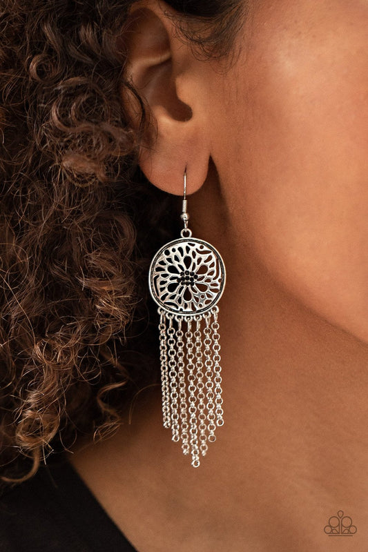 Blissfully Botanical - Black Rhinestone/Whimsically Tassel Paparazzi Earrings