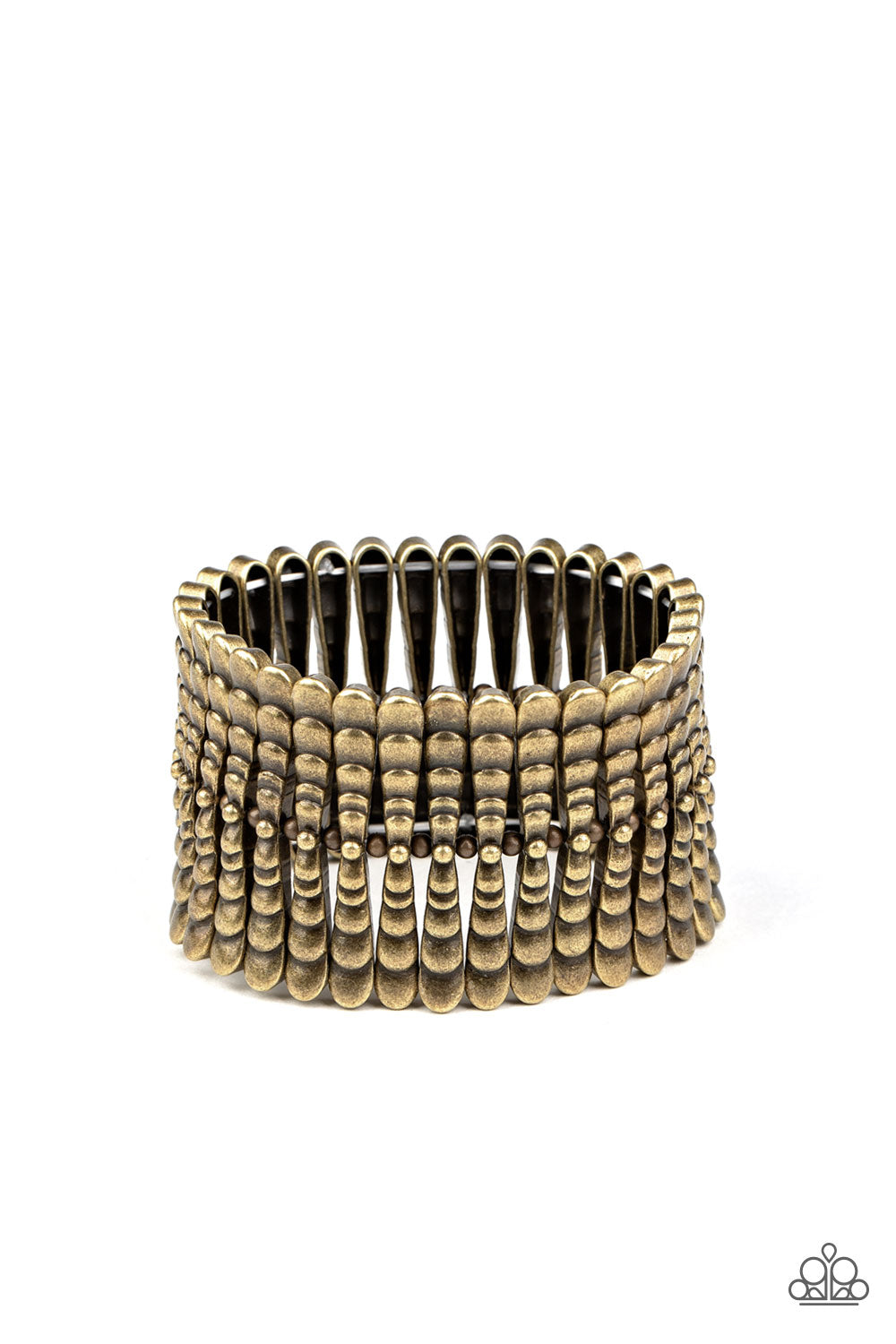 Level The Field - Brass Bars & Beads Stretch Bracelet