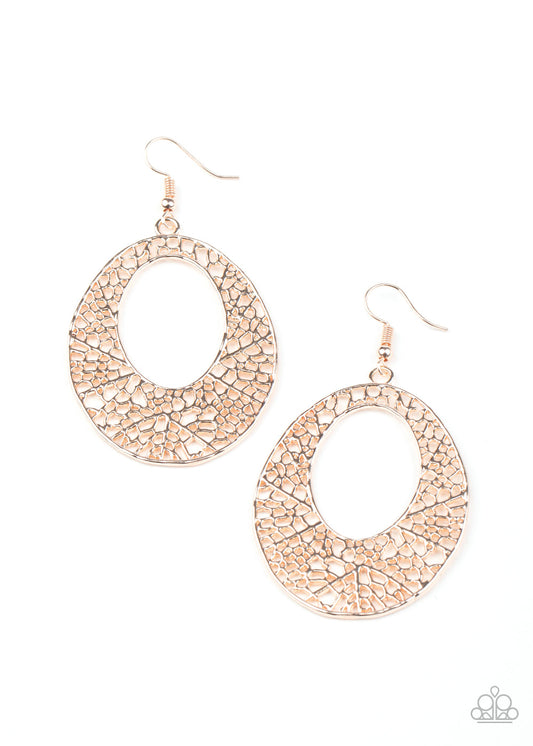 Serenely Shattered - Rose Gold "Shattered" Look Oval Earrings