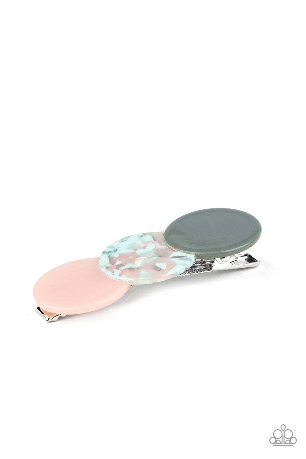 HAIR Comes The Sun - Pink, Blue & Pink Tortoise Shell, Gray Acrylic Circle Paparazzi Hair Clip