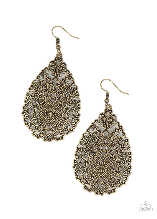 Napa Valley Vintage - Brass Antiqued Finish Burnished Filigree Earrings