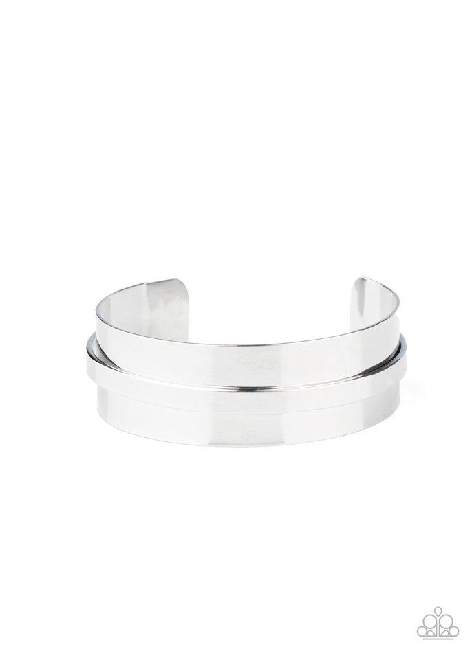 A HAUTE Number - Silver Curved Bar Paparazzi Cuff Bracelet
