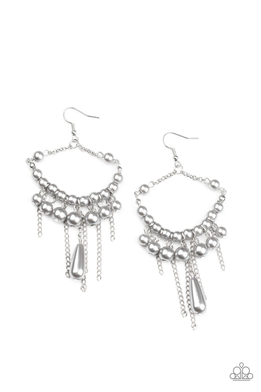 Party Planner Posh - Silver Chain & Pearl Fringe Earrings