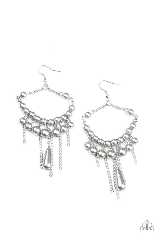 Party Planner Posh - Silver Chain & Pearl Fringe Earrings
