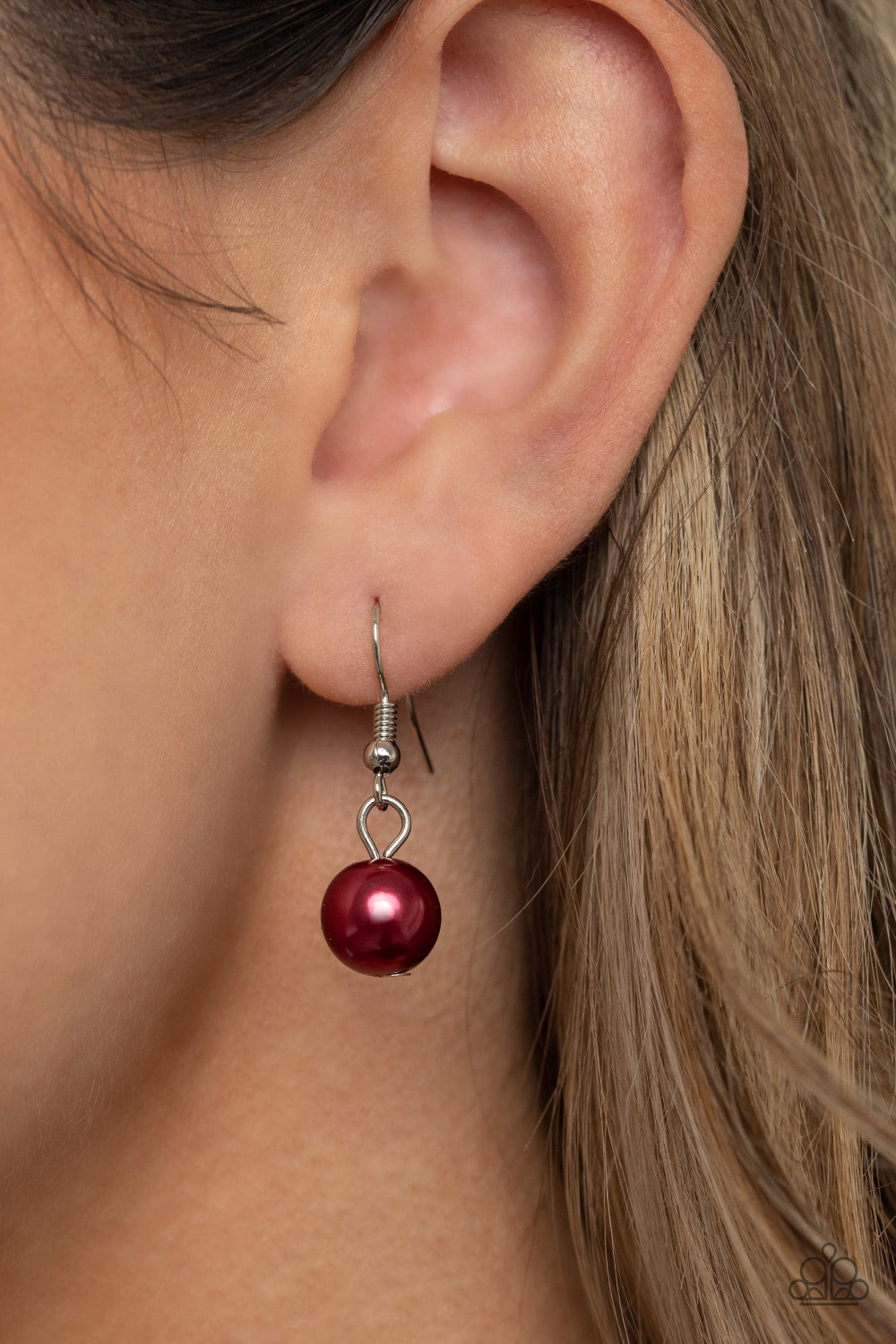 Prim and POLISHED - Red Pearl Clusters/Chunky Silver Chain/Metallic Flecked Crystals Necklace & matching earrings