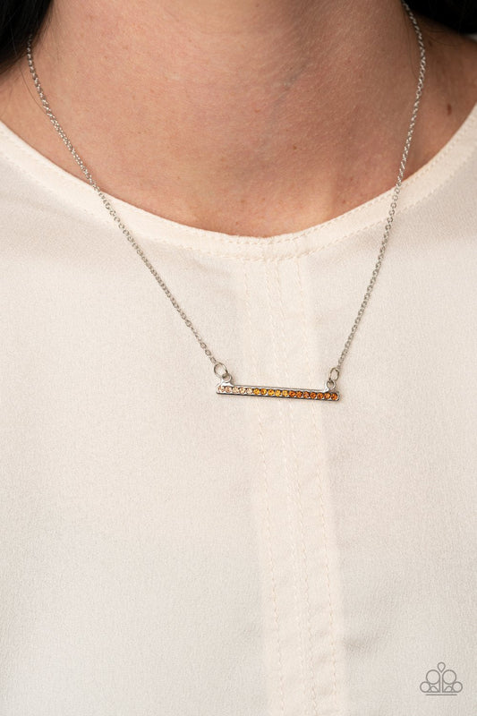 Sparkly Spectrum - Brown/Topaz Ombre Rhinestone Bar Paparazzi Pendant Necklace & matching earrings