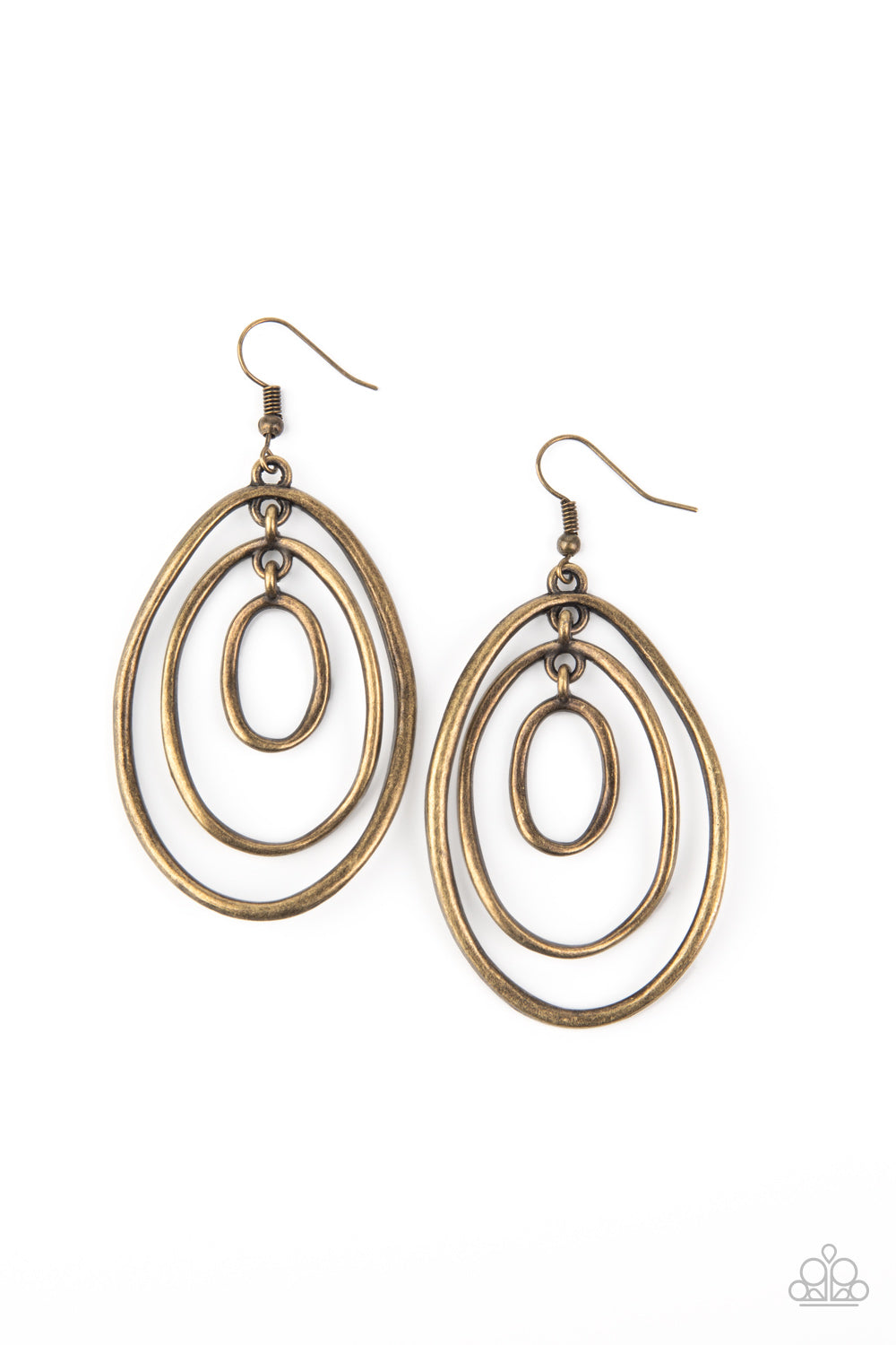 Retro Ruins - Brass Imperfect Linked Oval Earrings