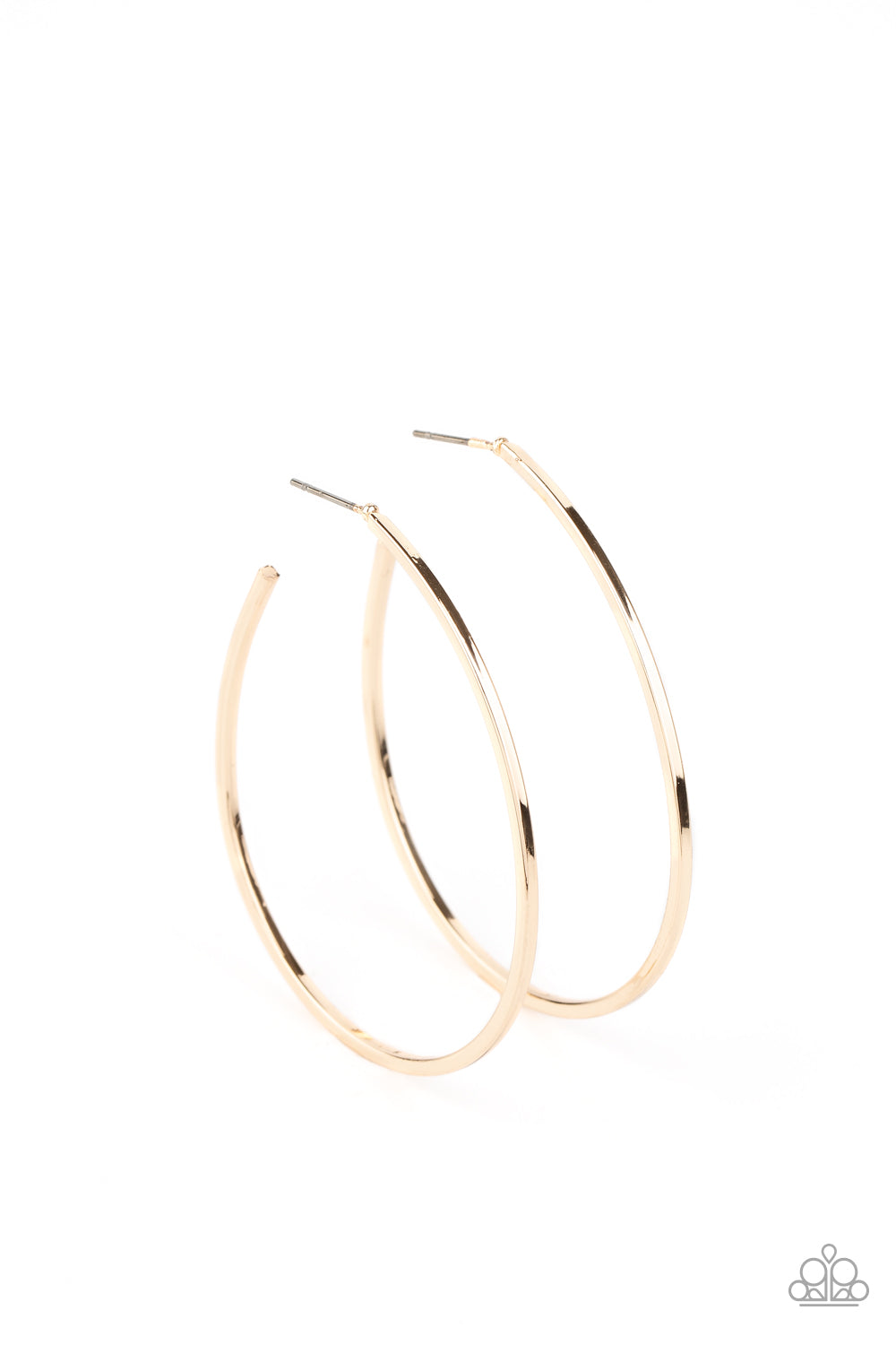 Cool Curves - Gold Bar Edgy Shaped Hoop Post Earrings