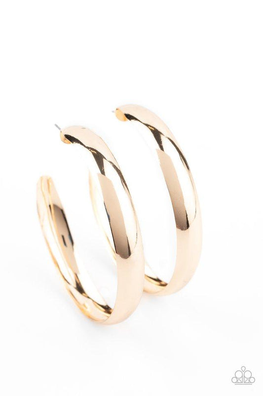 BEVEL In It - Gold Hoop Paparazzi Earrings