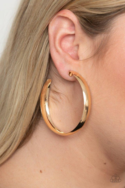 BEVEL In It - Gold Hoop Paparazzi Earrings