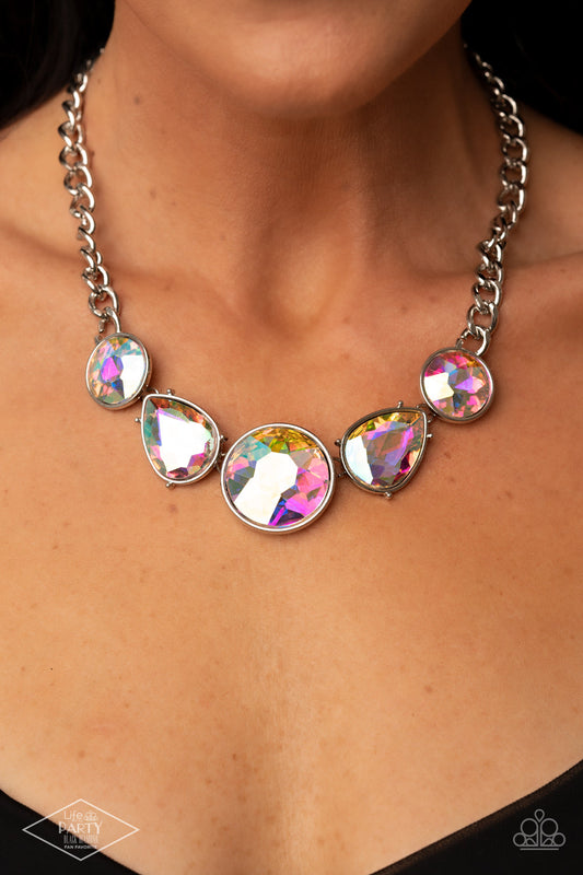 All The Worlds My Stage - Multi Iridescent Rhinestone Paparazzi Necklace & matching earrings