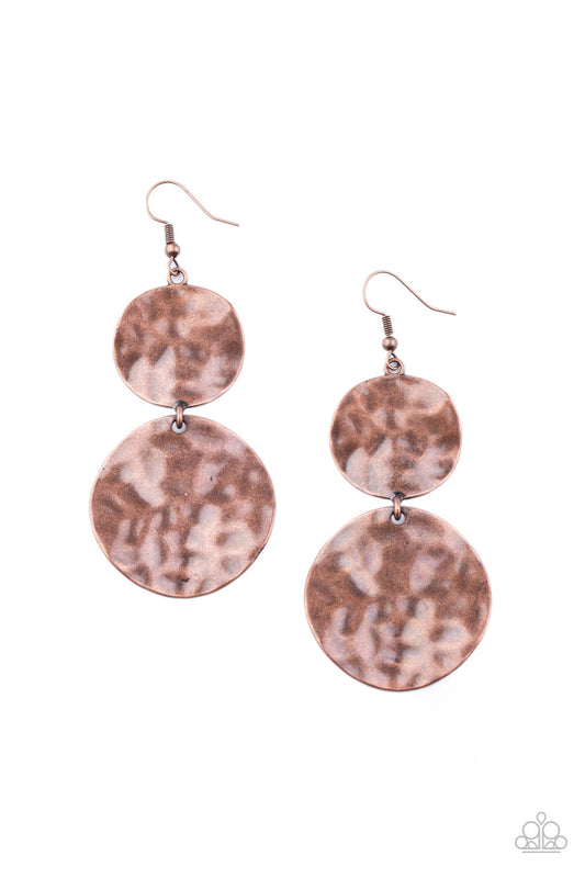 HARDWARE-Headed - Copper Paparazzi Earrings