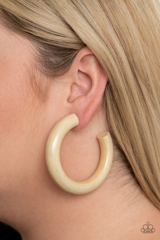 I WOOD Walk 500 Miles - White Painted Finish Wooden Hoop Earrings