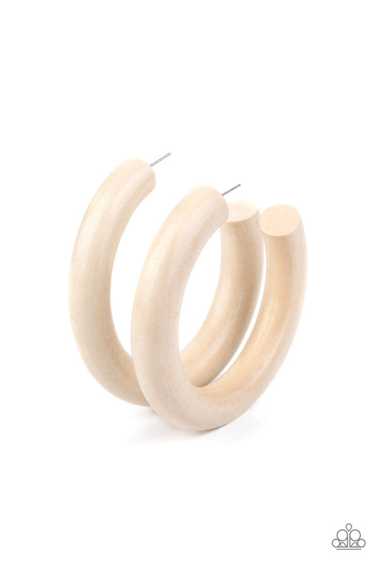 I WOOD Walk 500 Miles - White Painted Finish Wooden Hoop Earrings