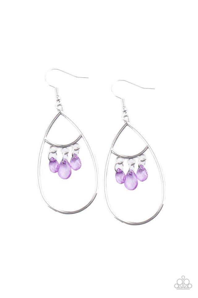 Shimmer Advisory - Purple Faceted Teardrop Beaded Paparazzi Earrings