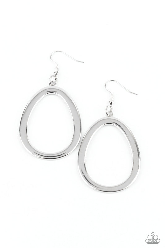 Casual Curves - Silver Oval Frame Paparazzi Earrings