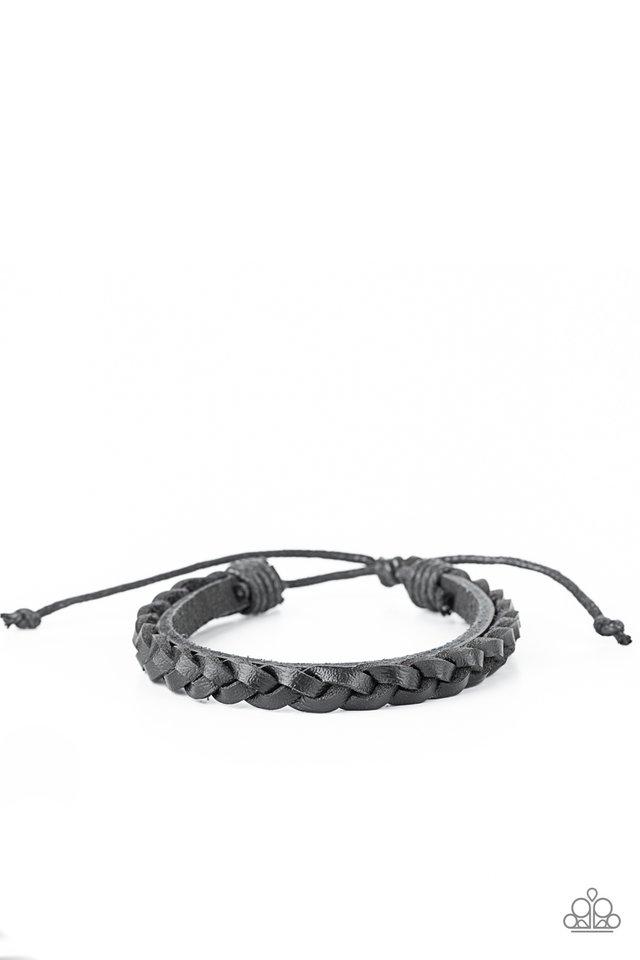 Homespun Harmony - Black Braided Leather Paparazzi Urban Bracelet