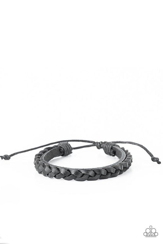 Homespun Harmony - Black Braided Leather Paparazzi Urban Bracelet