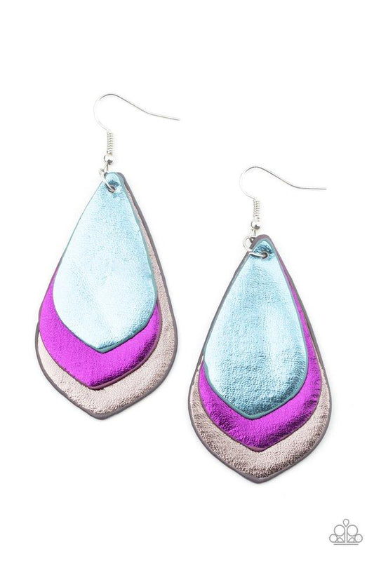 GLISTEN Up! - Multi Metallic Leather Paparazzi Earrings