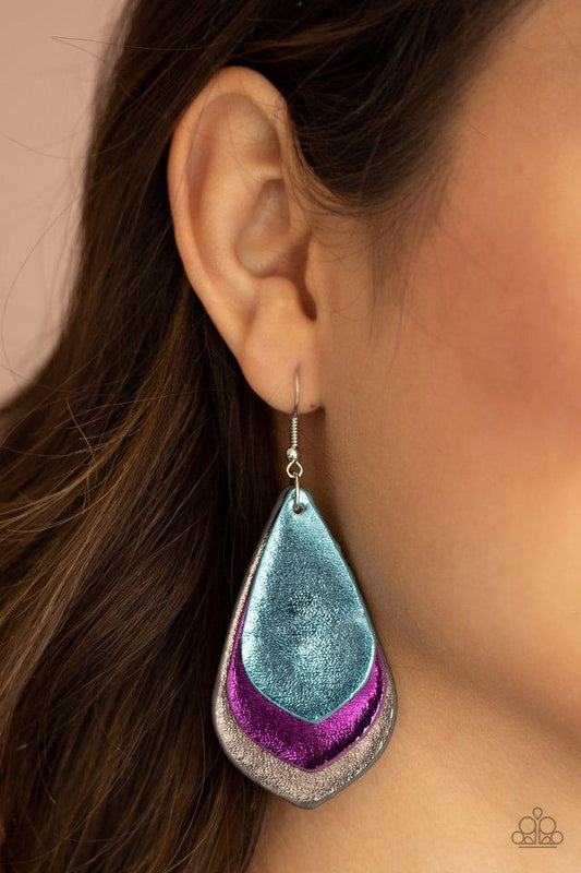 GLISTEN Up! - Multi Metallic Leather Paparazzi Earrings