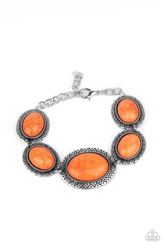 MESA Time Zone - Orange Stone Paparazzi Adjustable Bracelet