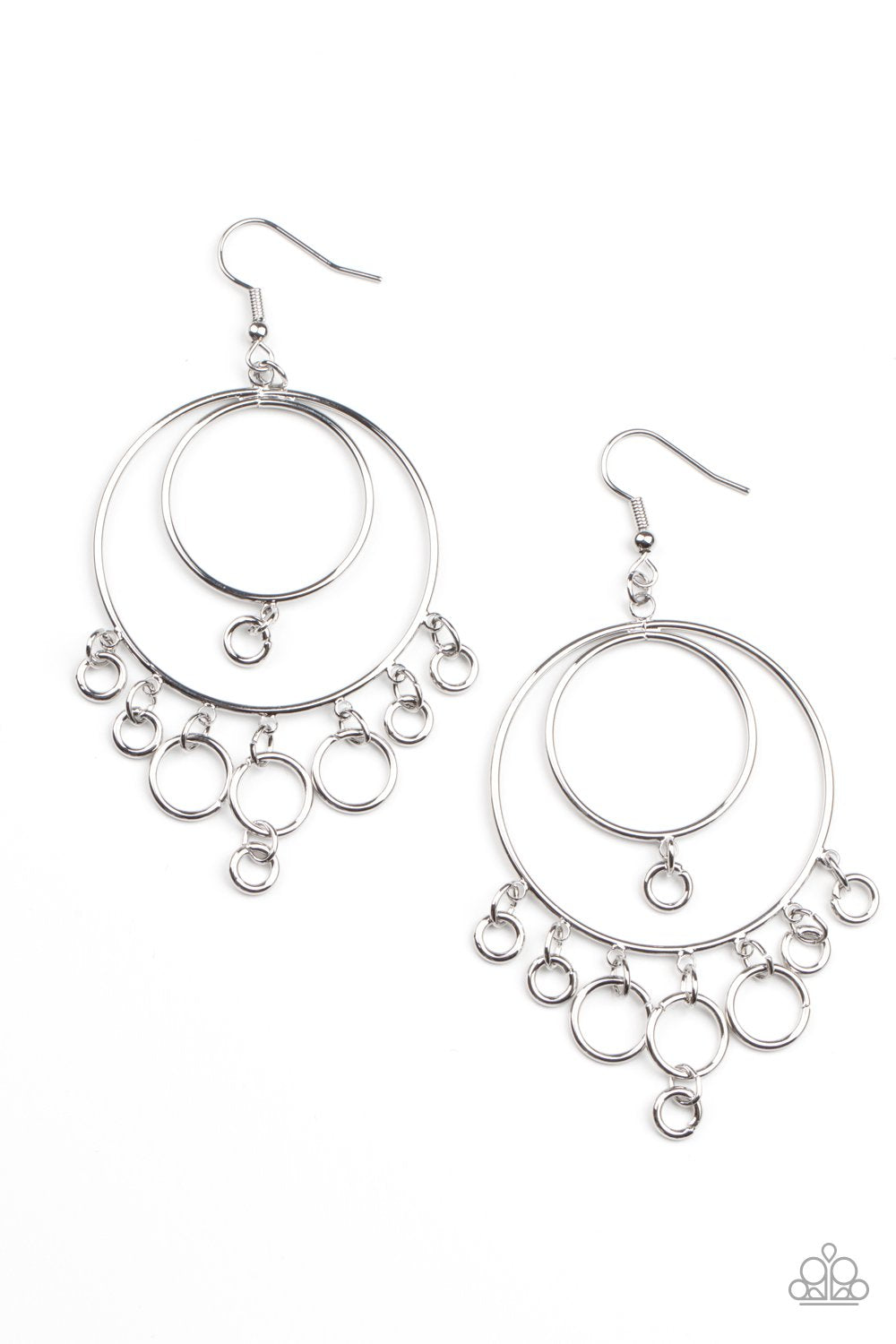 Roundabout Radiance - Silver Ring Fringe Paparazzi Earrings