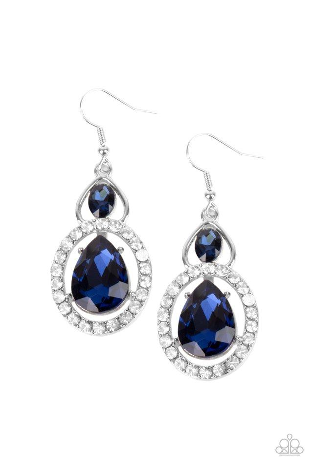 Double The Drama - Blue Gem/White Rhinestone Paparazzi Earrings