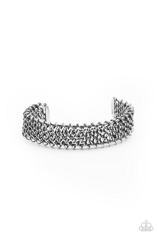 Gridlock - Silver Coiled Spring Paparazzi Men's Cuff Bracelet