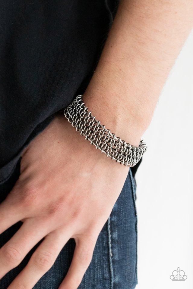 Gridlock - Silver Coiled Spring Paparazzi Men's Cuff Bracelet