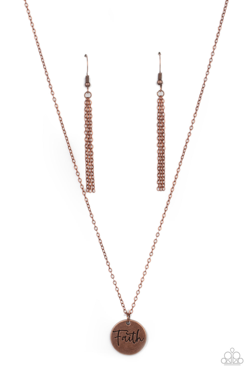 Choose Faith - Copper Stamped "Faith" Disc Pendant Paparazzi Necklace & matching earrings