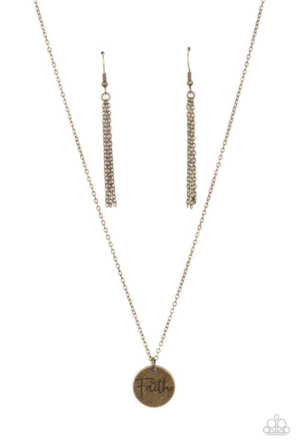 Choose Faith - Brass Stamped "Faith" Disc Pendant Paparazzi Necklace & matching earrings