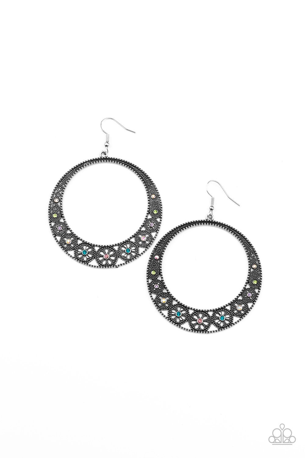 Bodaciously Blooming - Multi Rhinestone Paparazzi Earrings