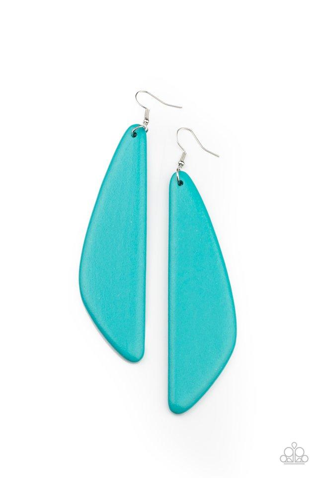 Scuba Dream - Blue Flared Wooden Paparazzi Earrings