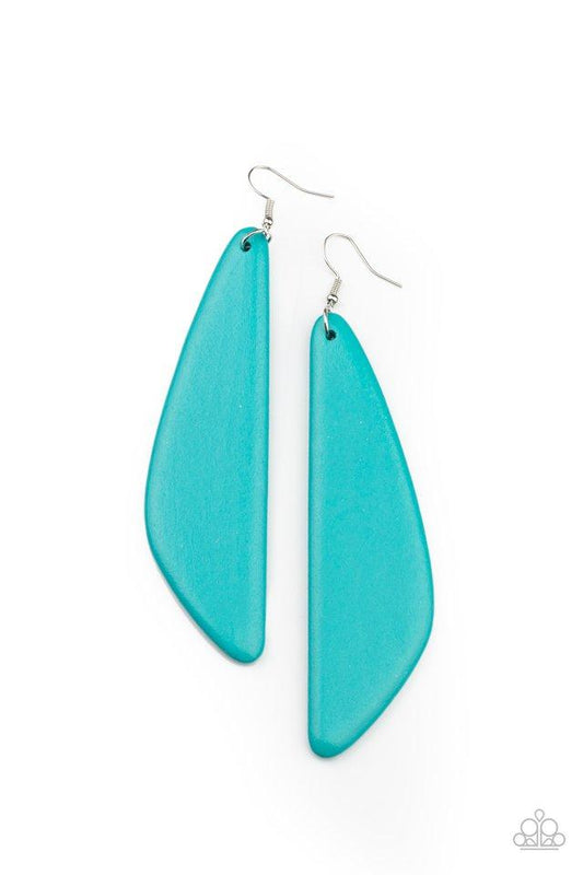 Scuba Dream - Blue Flared Wooden Paparazzi Earrings