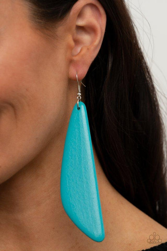 Scuba Dream - Blue Flared Wooden Paparazzi Earrings