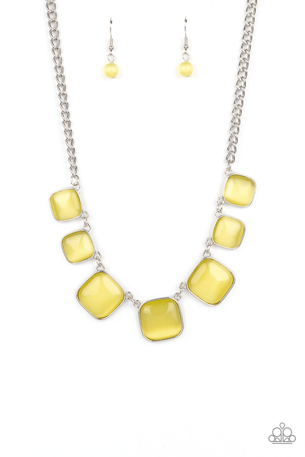 Aura Allure - Yellow Cat's Eye Stone Paparazzi Necklace & matching earrings
