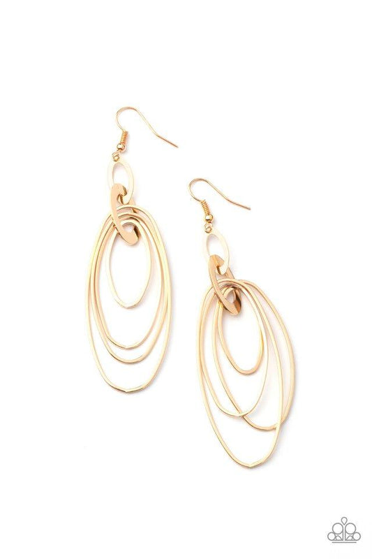 OVAL The Moon - Gold Oval Paparazzi Earrings