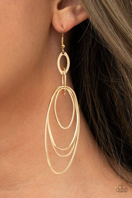 OVAL The Moon - Gold Oval Paparazzi Earrings