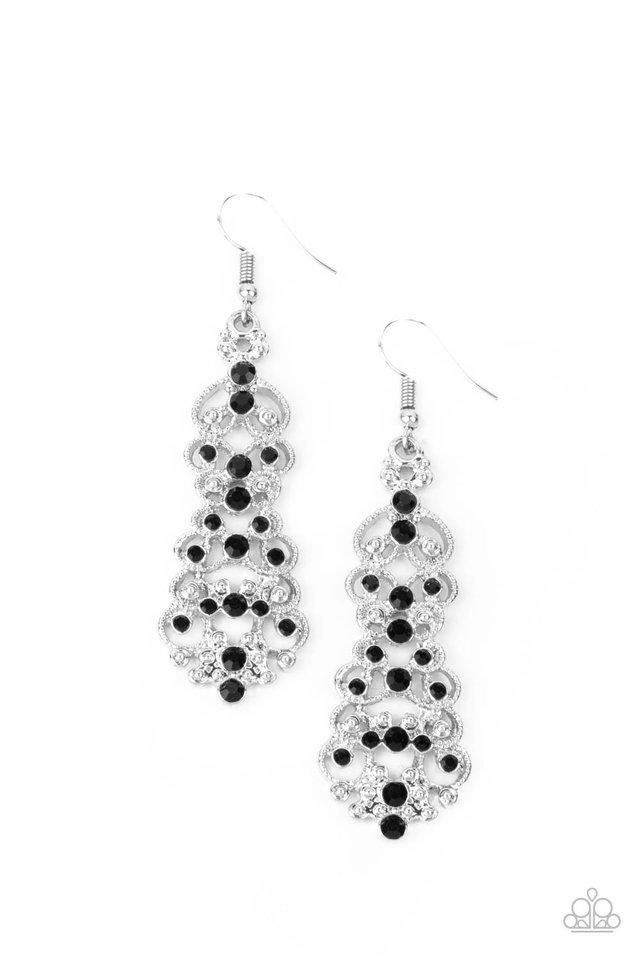 Diva Decorum - Black Rhinestone Paparazzi Earrings