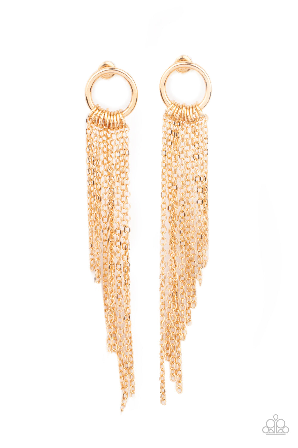 Divinely Dipping - Gold Tapered Chain Tassel Paparazzi Earrings