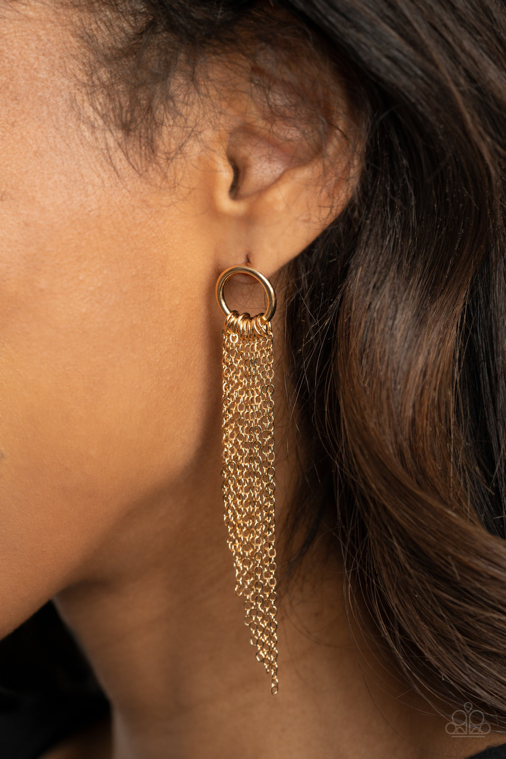Divinely Dipping - Gold Tapered Chain Tassel Paparazzi Earrings