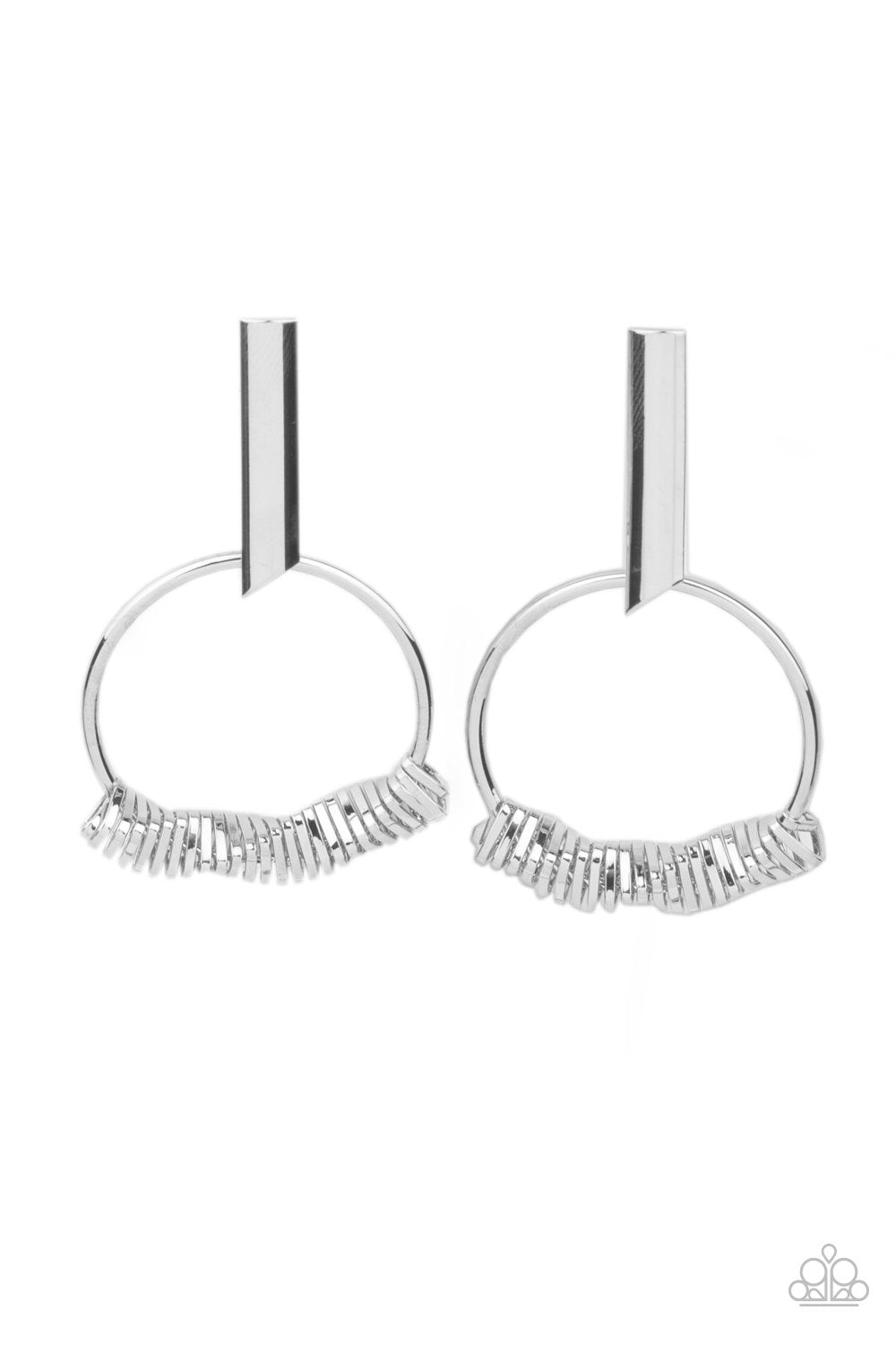 Set Into Motion - Silver Loop/Dainty Silver Triangles Paparazzi Post Earrings
