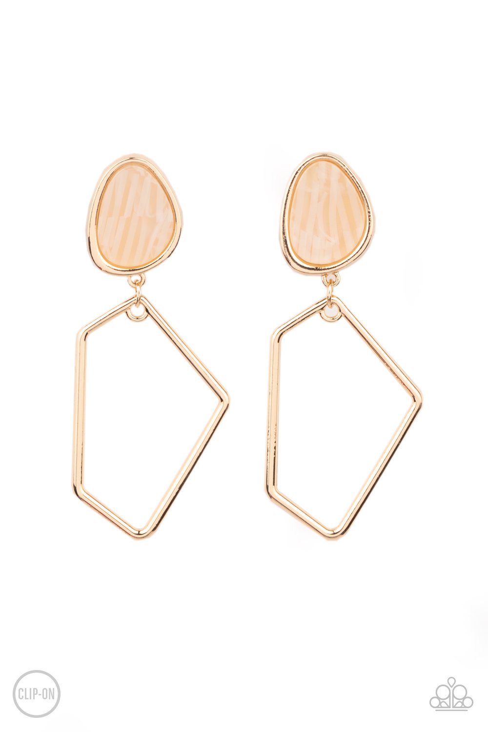 Retro Reverie - Gold Setting/Abstract Faux Stone Paparazzi CLIP-ON Earrings