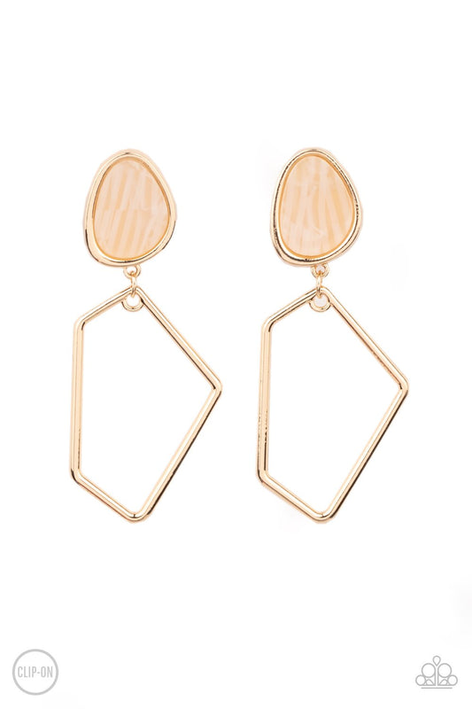 Retro Reverie - Gold Setting/Abstract Faux Stone Paparazzi CLIP-ON Earrings