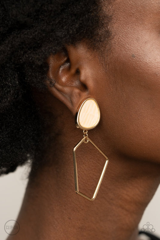 Retro Reverie - Gold Setting/Abstract Faux Stone Paparazzi CLIP-ON Earrings