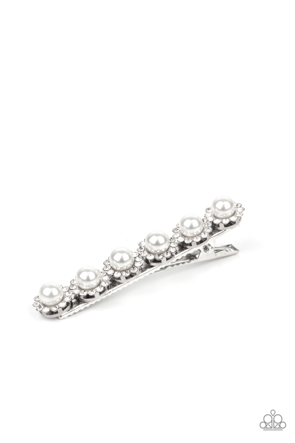 Polished Posh - White Pearl & White Rhinestone Paparazzi Hair Clip