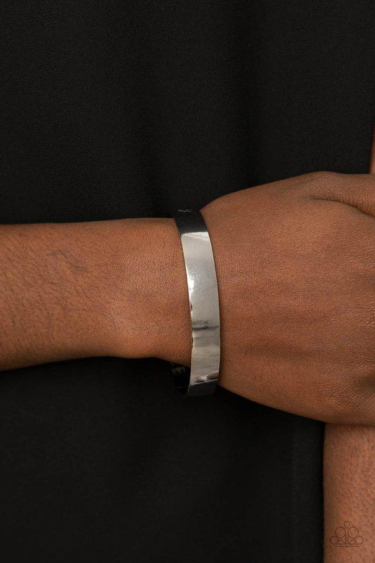 Frond Fable - Silver Embossed Leafy Filigree Paparazzi Cuff Bracelet