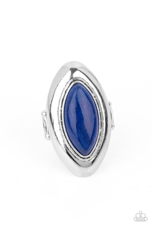 Sahara Seer - Blue Oversized Almond Shape Stone Paparazzi Ring